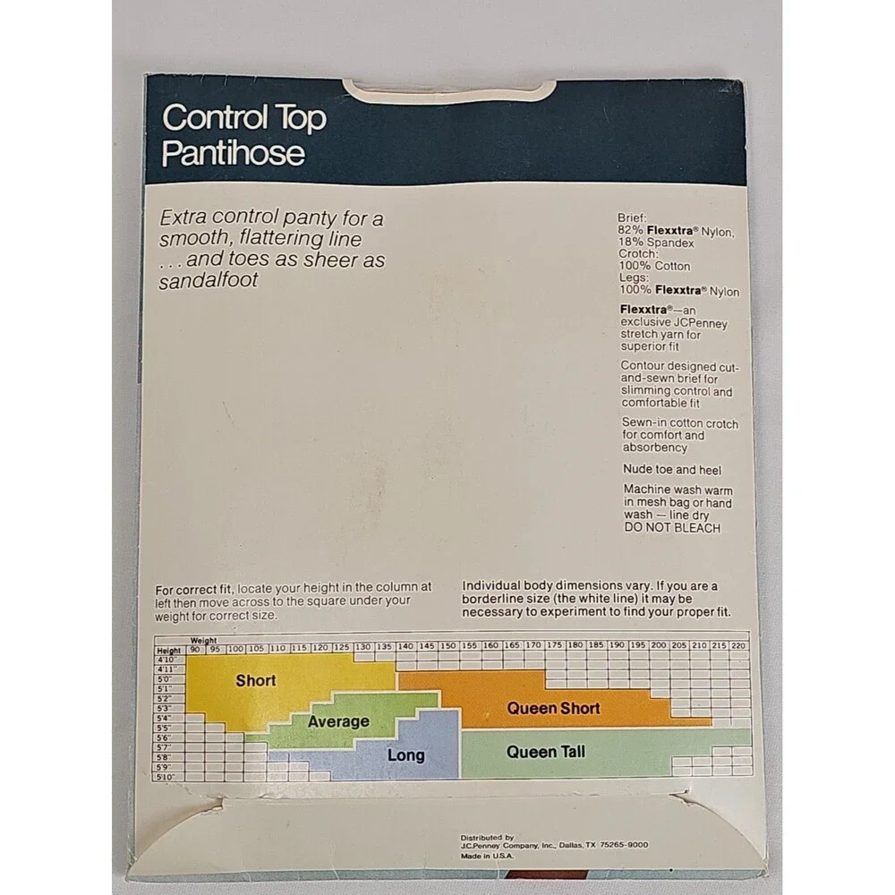 Vintage JC Penney Super Shaper Control Top Pantyhose Queen Short Navy NWT 1980s
